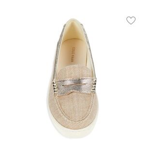 Cole Haan Metallic Champagne Beige Penny Loafers